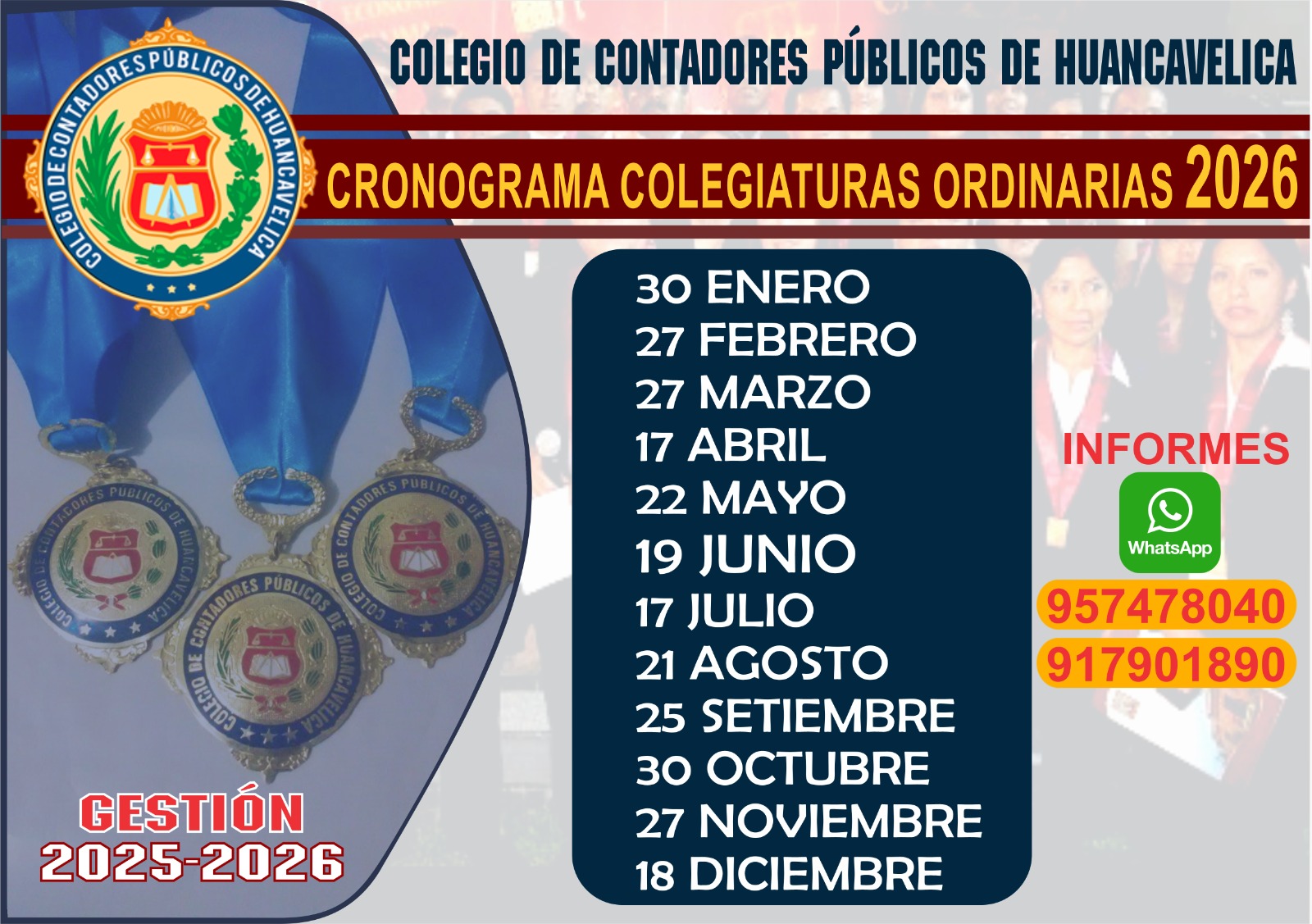 Cronograma de colegiaturas ordinarias 2026